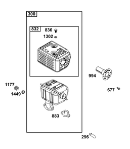 Exhaust Group Diagram and Parts List for 106232-0175-H5 100000 - 19Z999 Briggs and Stratton Engine
